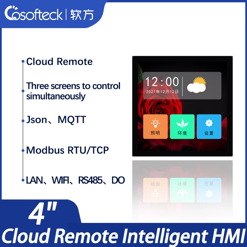 Cosofteck-C040A LCD Ʈ hmi  ġ ũ, 4 ġ 480*480 iot, C040A Modbus RTU TCP ÷, RS485 Ʈ LAN, MQTT